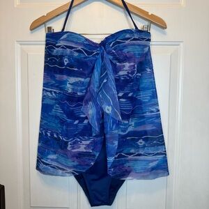 Ralph Lauren Strapless Swim Suit With Beautiful Overlay Sz 12 EUC